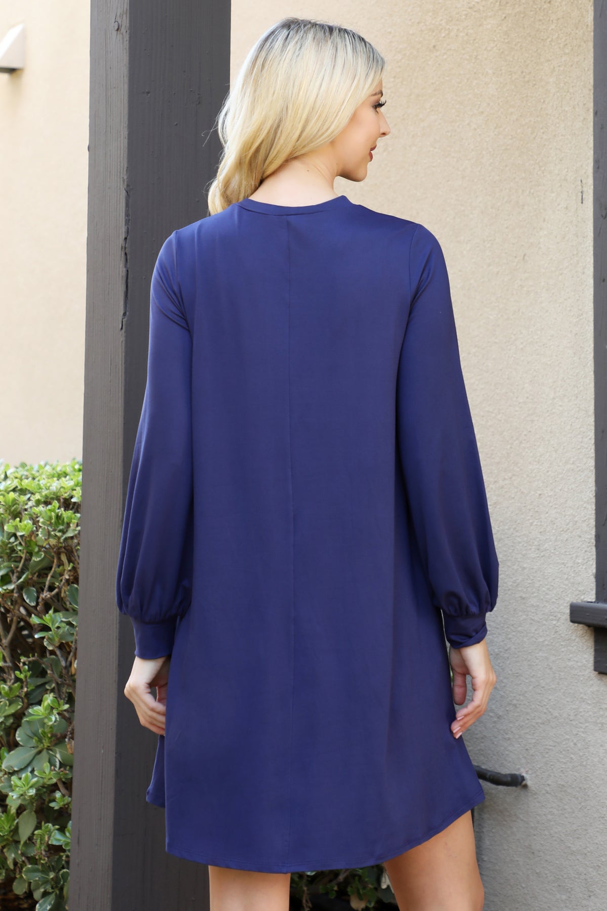 Crew Neck Long Sleeve Swing Dress