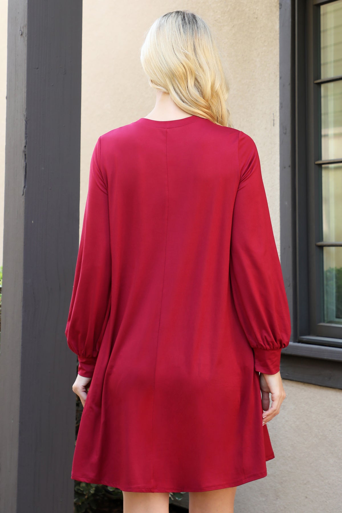 Crew Neck Long Sleeve Swing Dress