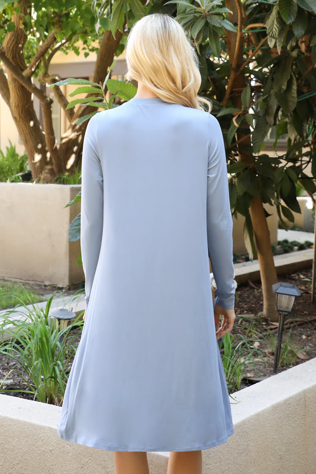 Long Sleeve Tiered Crew Neck Midi Dress