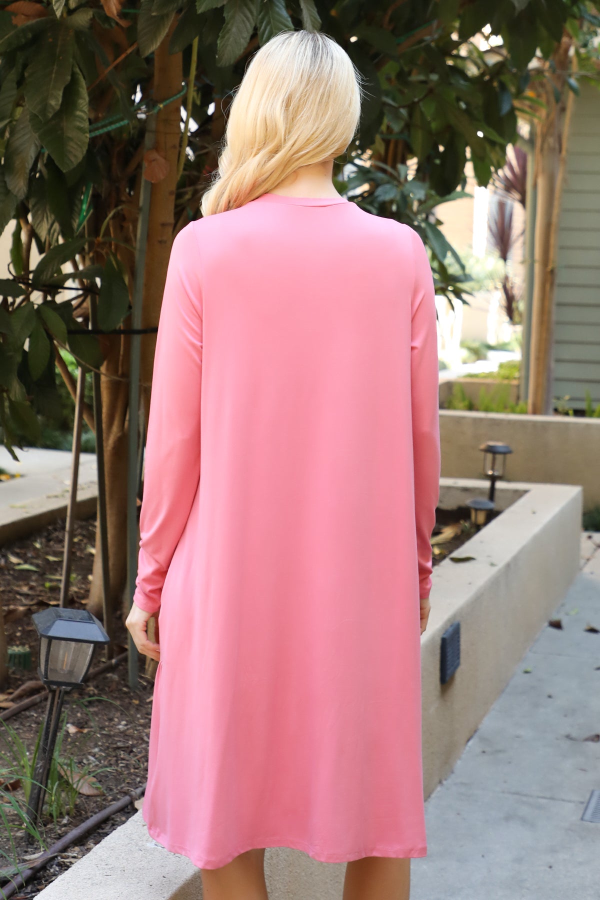 Long Sleeve Tiered Crew Neck Midi Dress