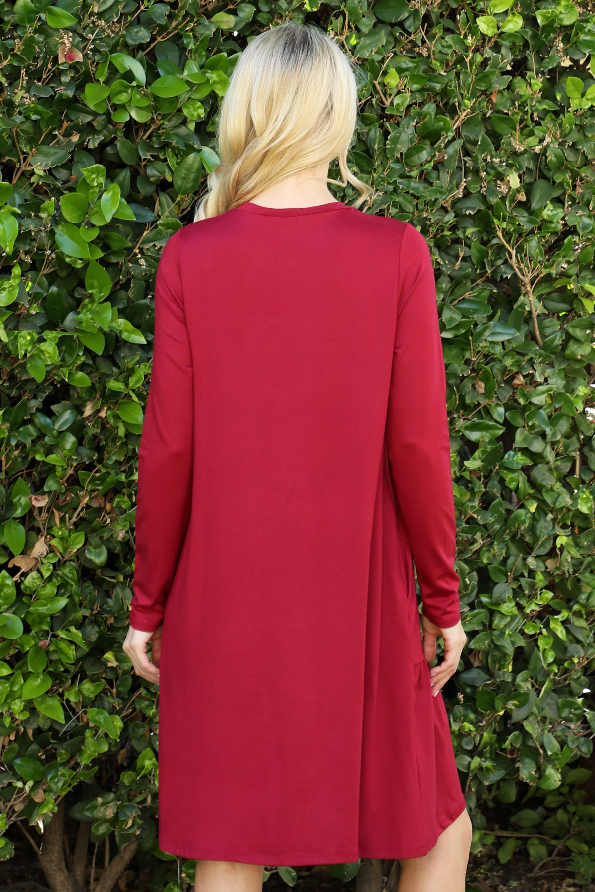 Long Sleeve Tiered Crew Neck Midi Dress
