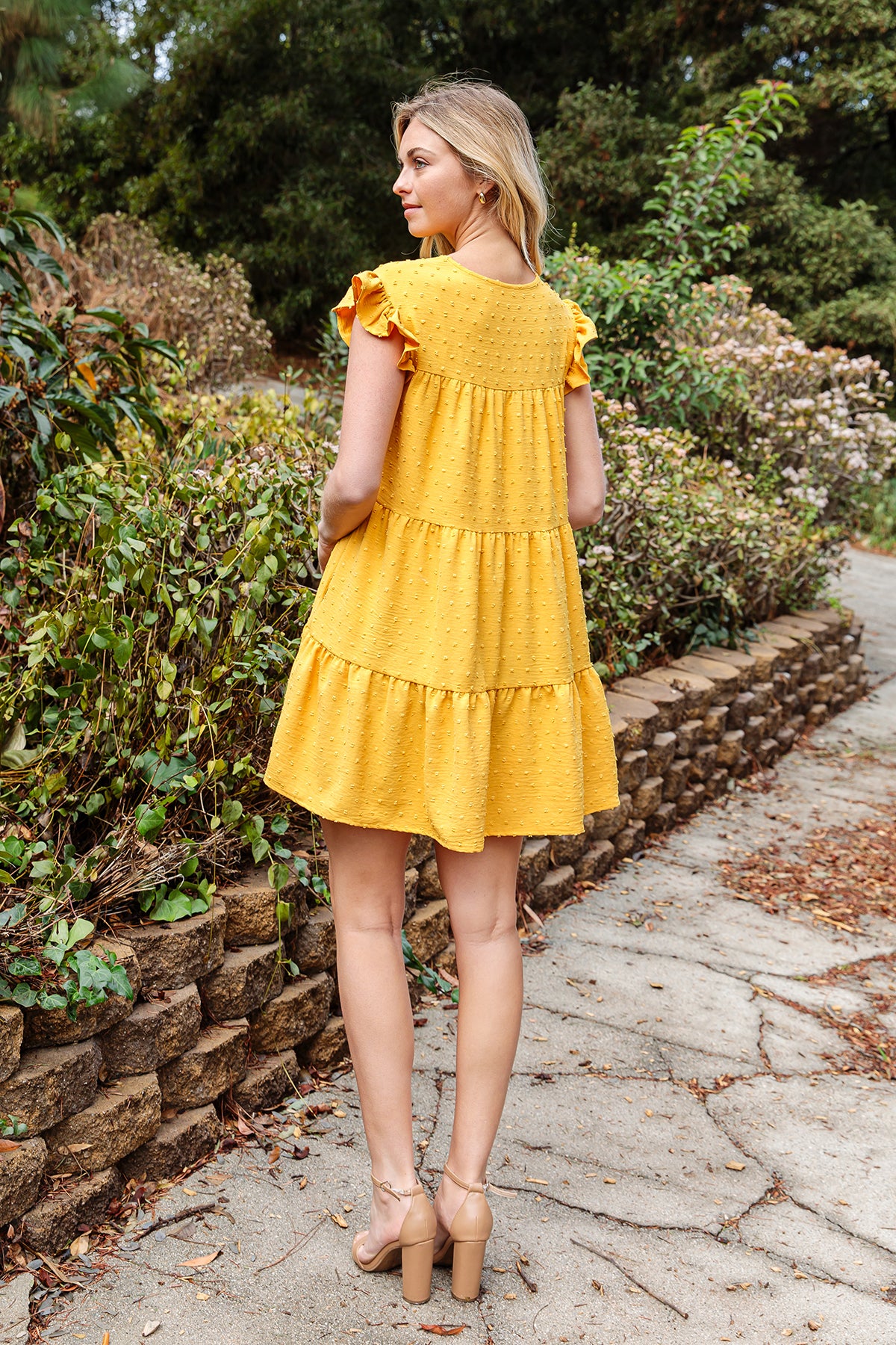 Short Sleeve Ruffle Tiered Mini Dress