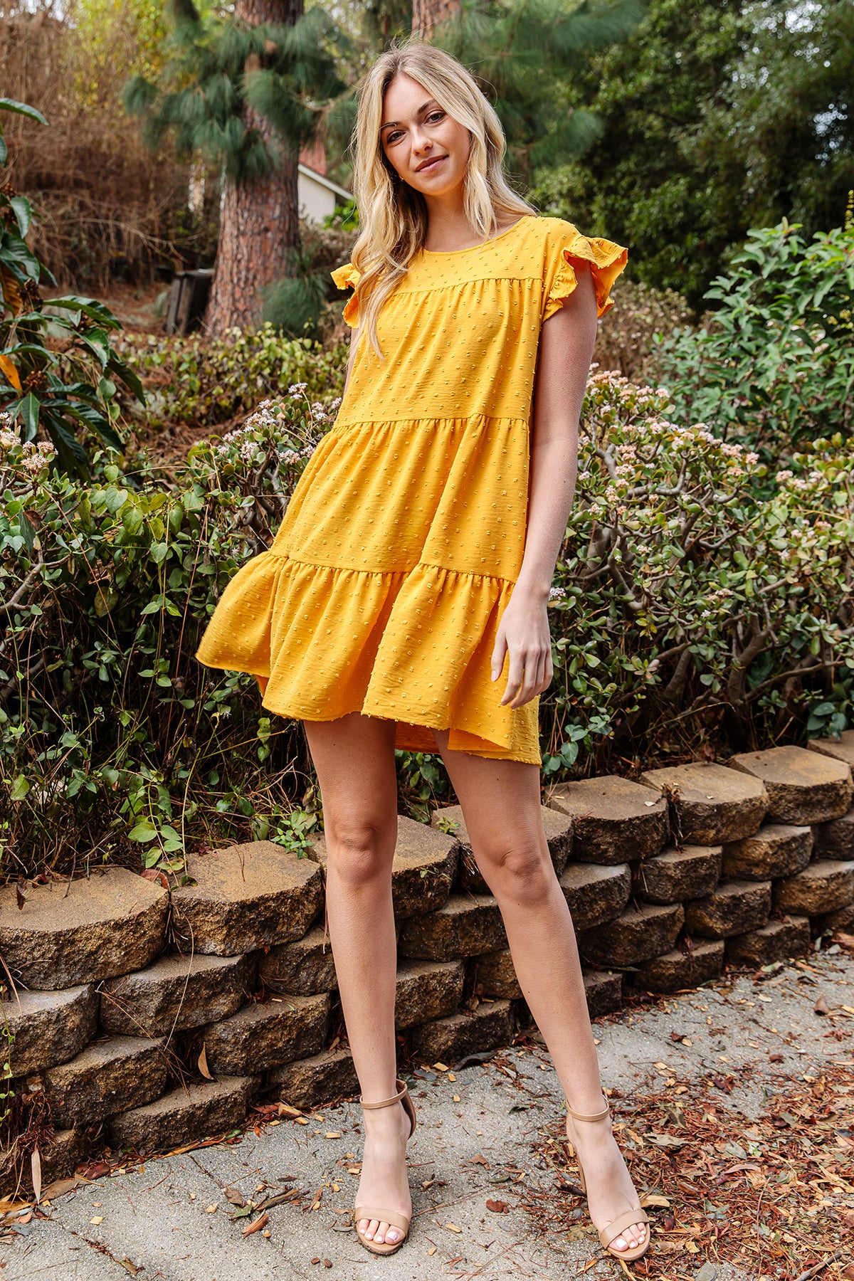 Short Sleeve Ruffle Tiered Mini Dress