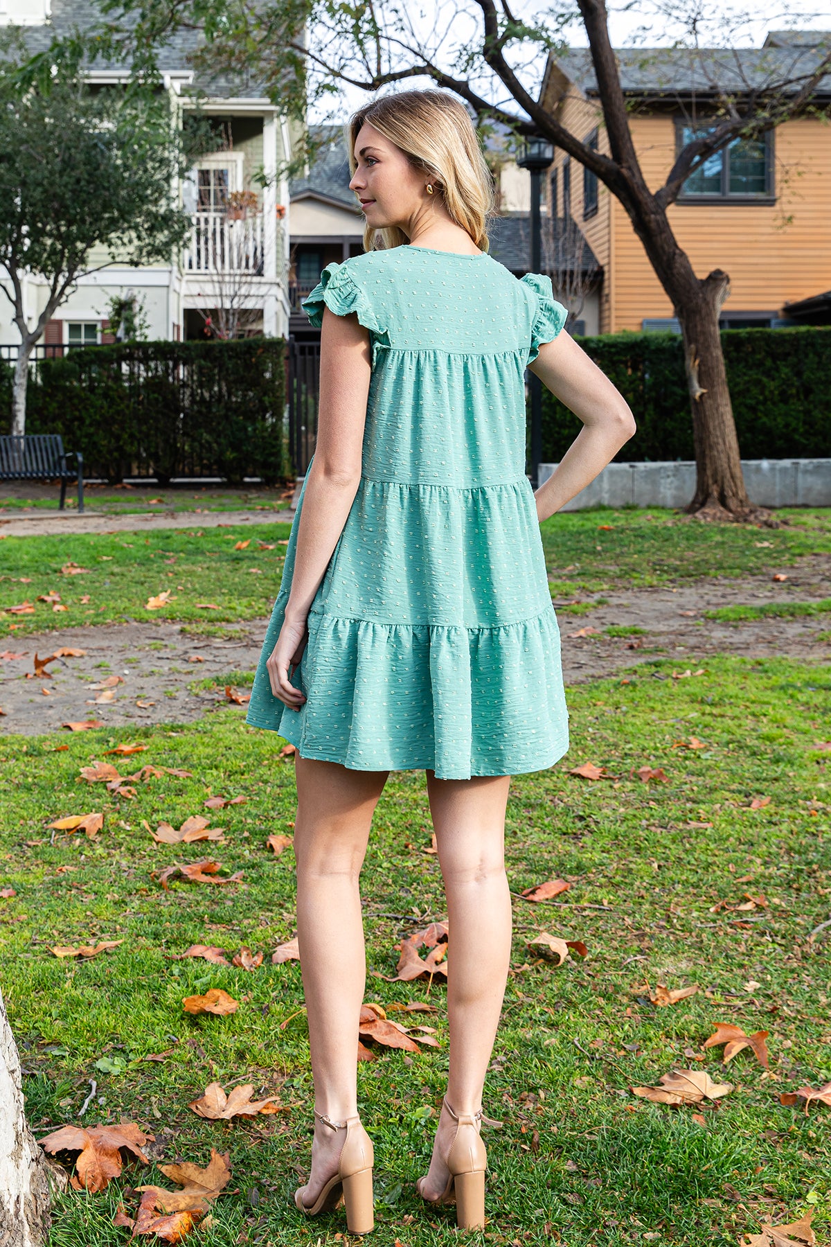 Short Sleeve Ruffle Tiered Mini Dress