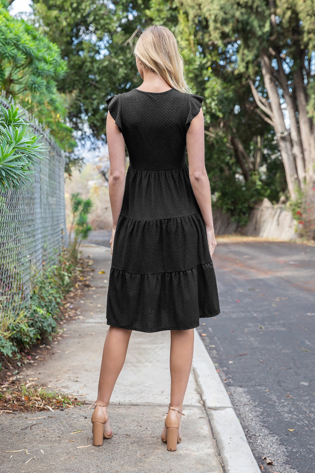 Short Sleeve Tiered Midi Dress with Pockets