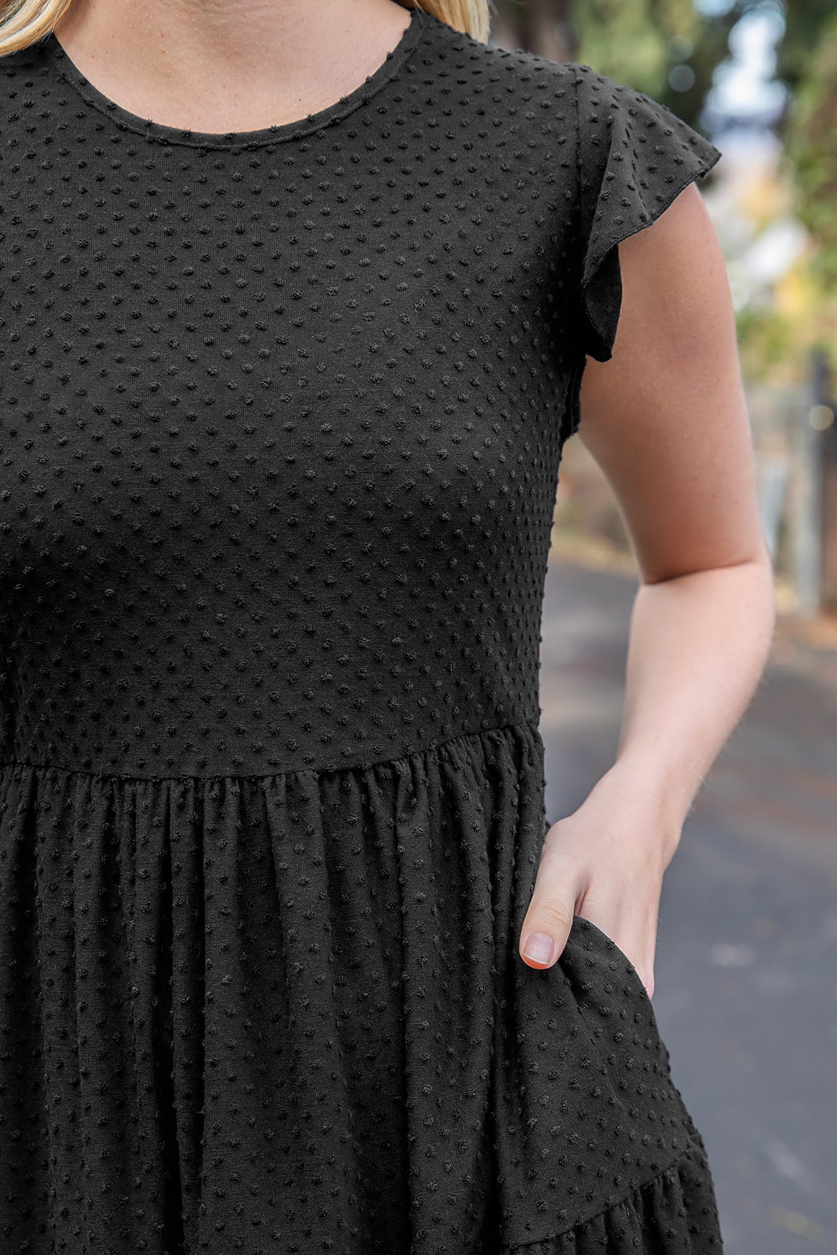 Short Sleeve Tiered Midi Dress with Pockets