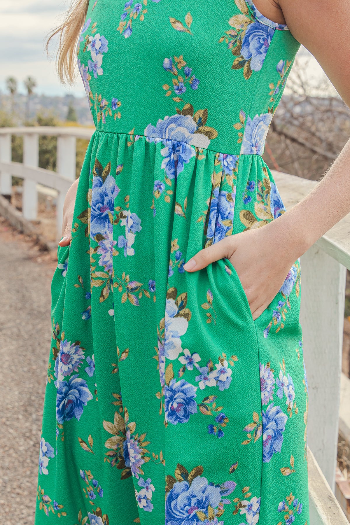 Sleeveless Floral Empire Waist Maxi Dress