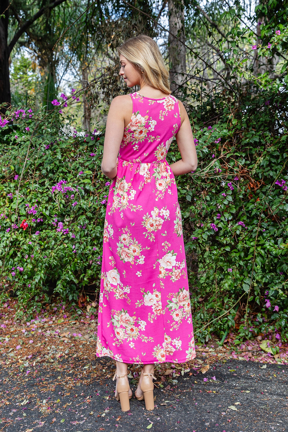 Sleeveless Floral Empire Waist Maxi Dress