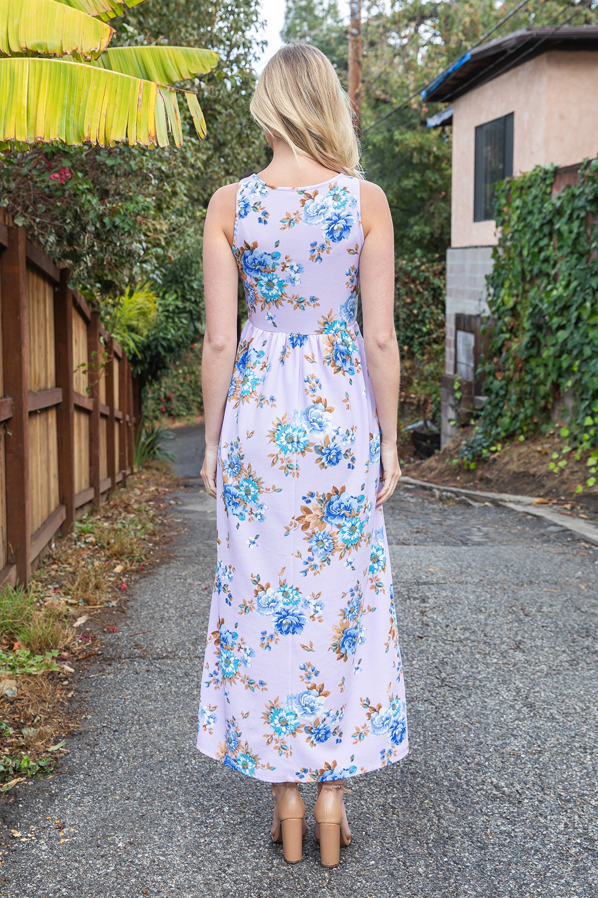 Sleeveless Floral Empire Waist Maxi Dress