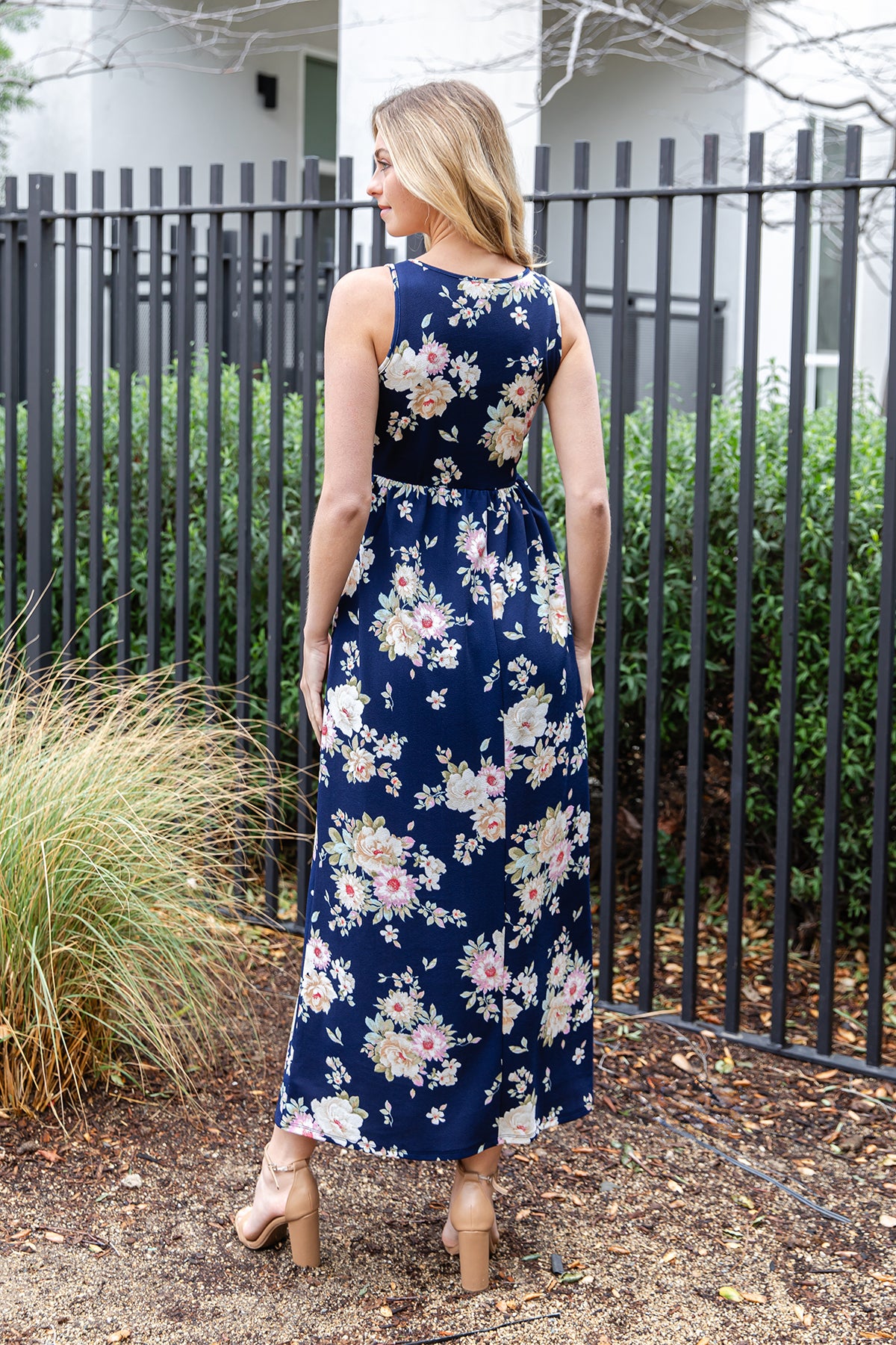Sleeveless Floral Empire Waist Maxi Dress