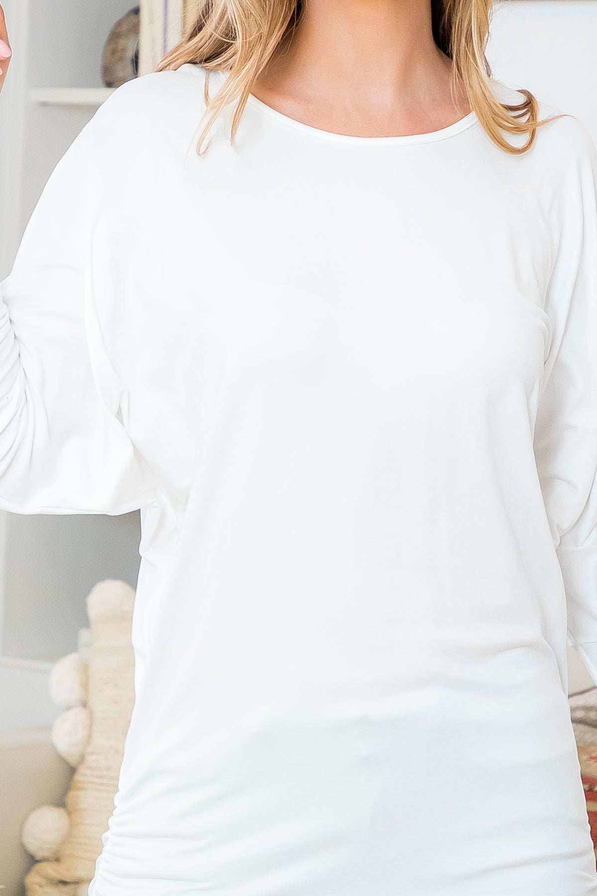 Plus Size Long Dolman Sleeve Solid  Top