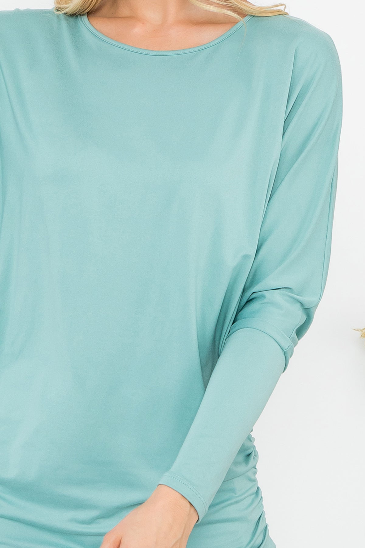 Solid Long Dolman Sleeve Tunnel Detail Top