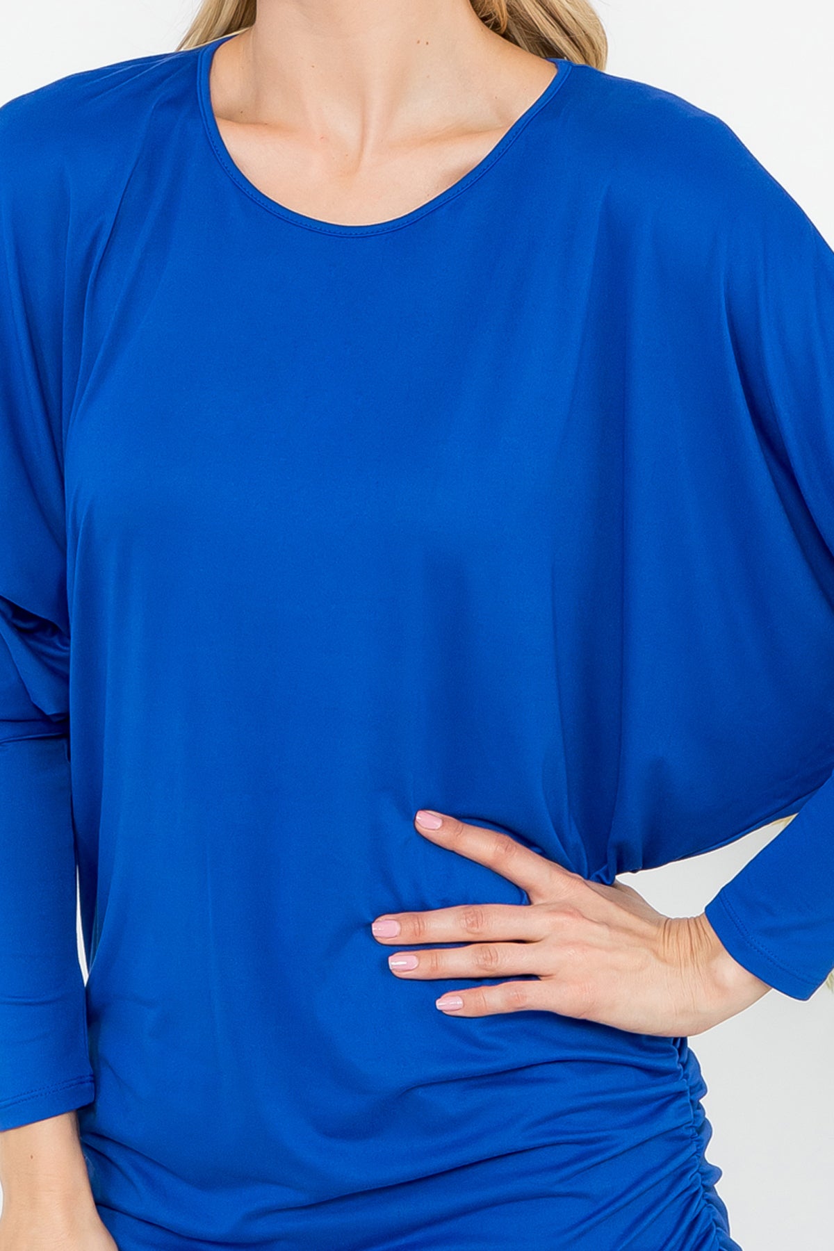 Solid Long Dolman Sleeve Tunnel Detail Top