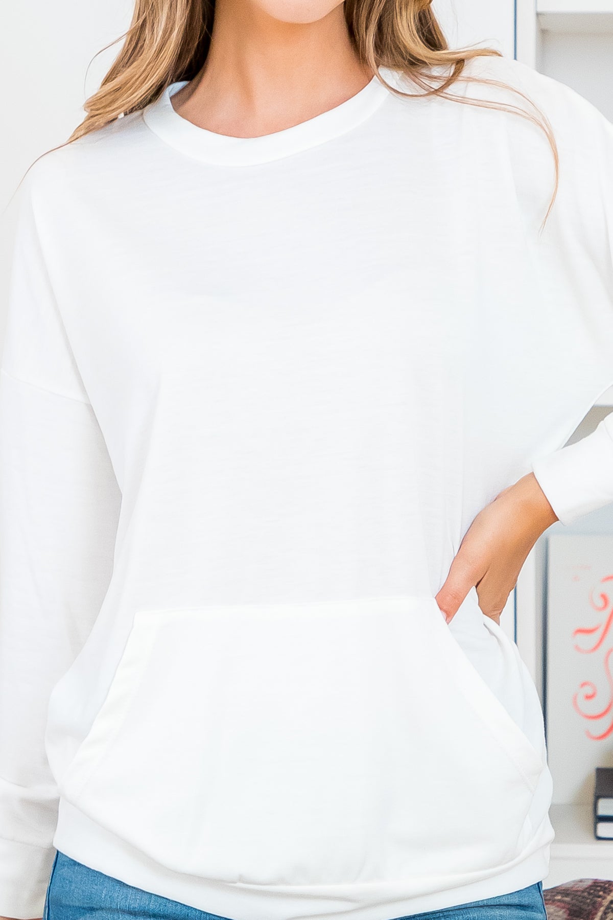 Long Sleeve French Terry Kangaroo Pocket Top