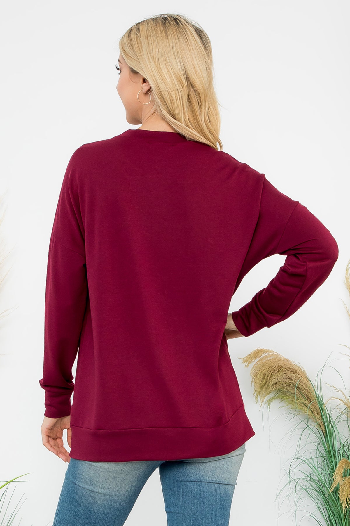 Long Sleeve French Terry Kangaroo Pocket Top