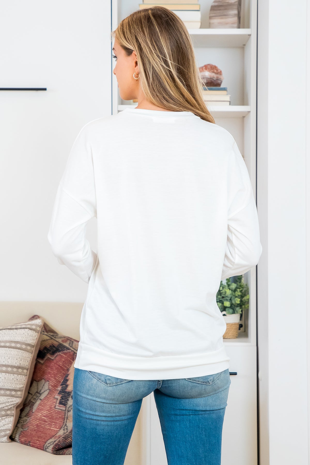 Plus Size Long Sleeve French Terry Kangaroo Pocket Top