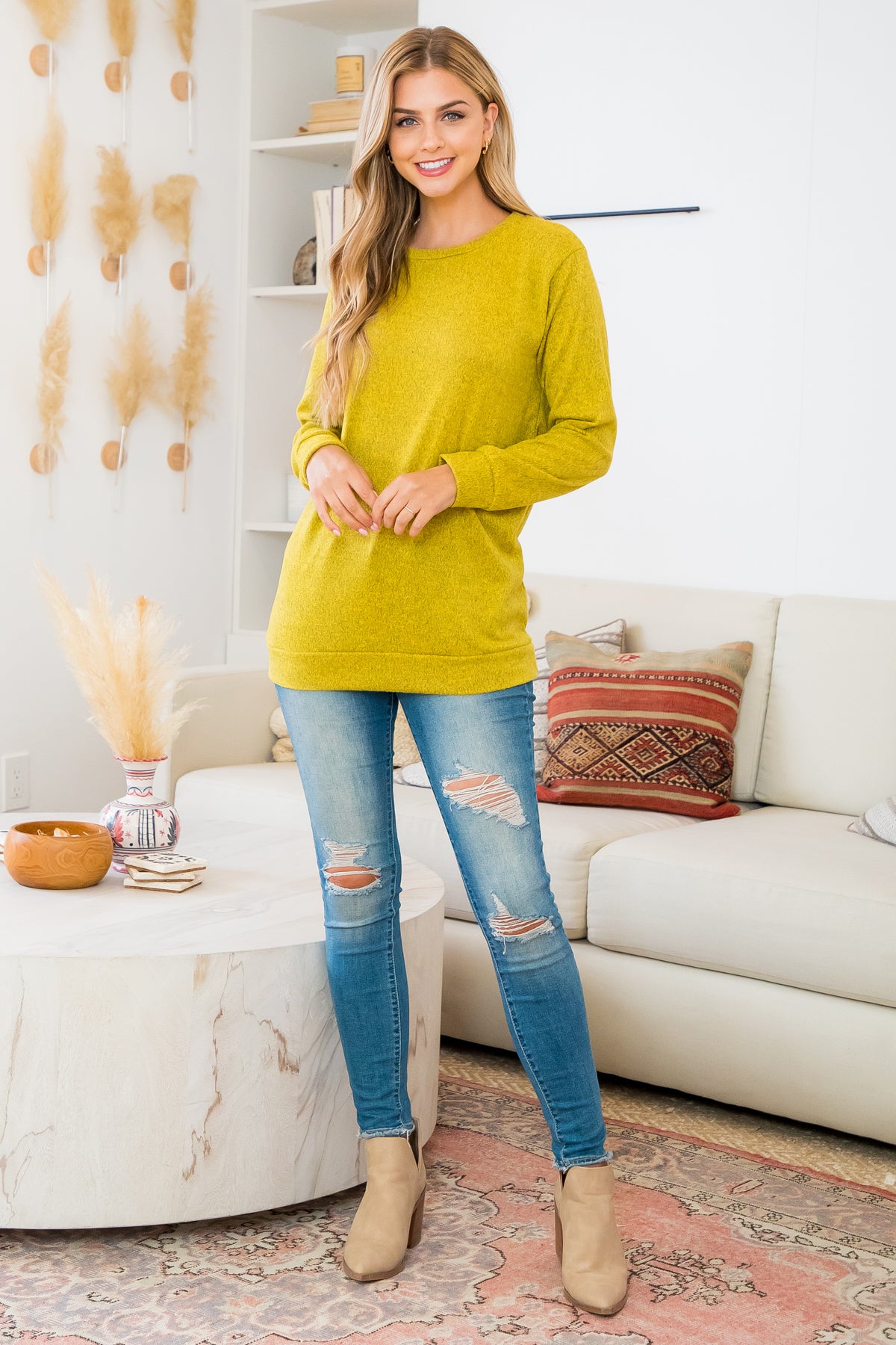 Plus Size Long Sleeve Round Neck Pullover Top