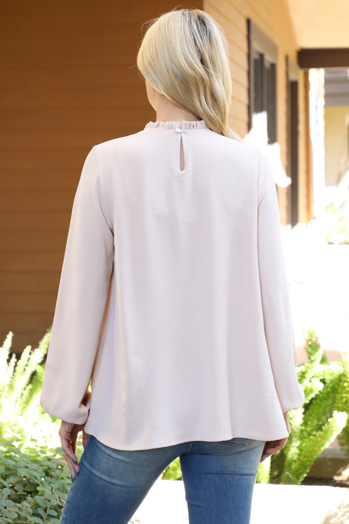 Mock Neck Puff Sleeve Top