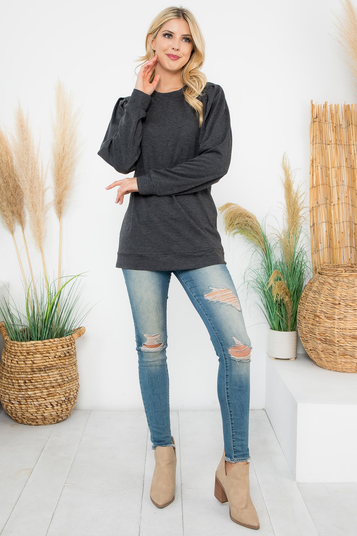 French Terry Long Sleeve Top