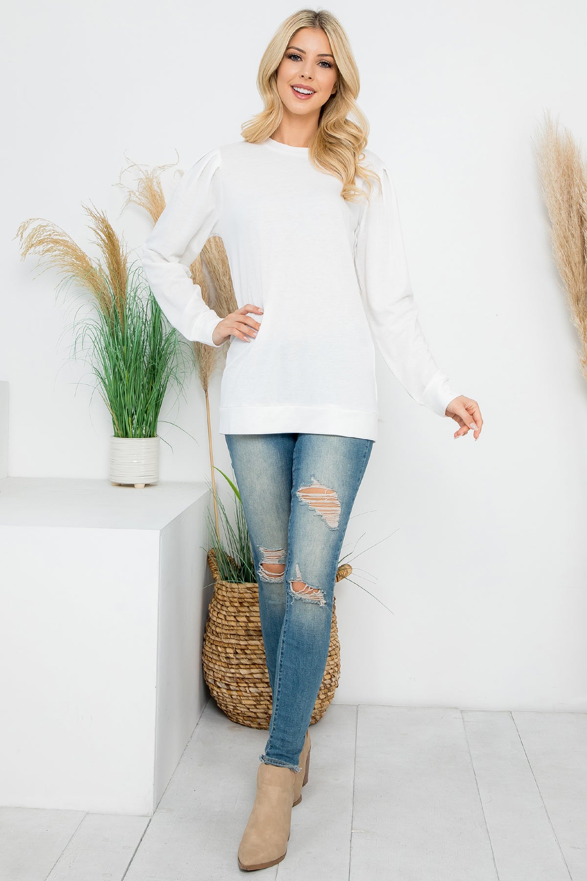 French Terry Long Sleeve Top