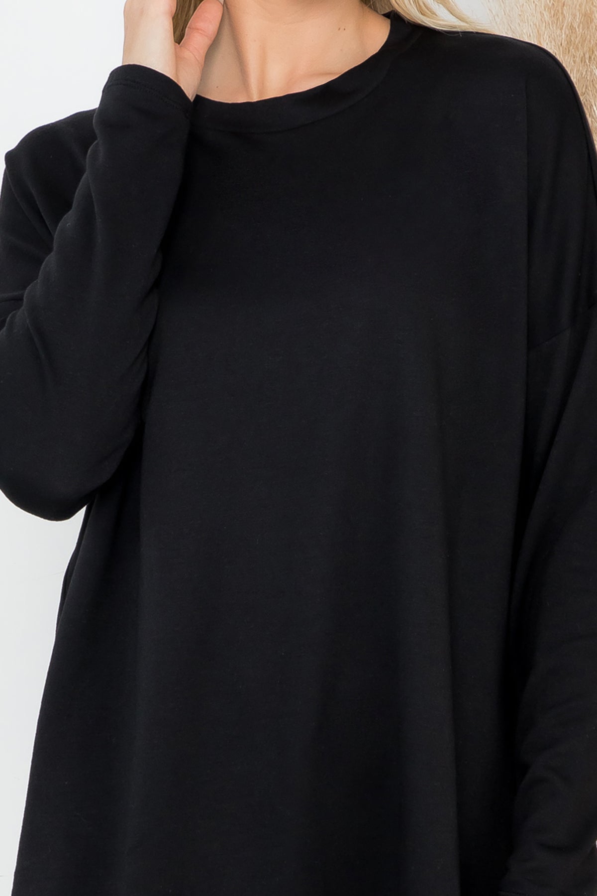Long Sleeve French Terry Rounded Hem Top