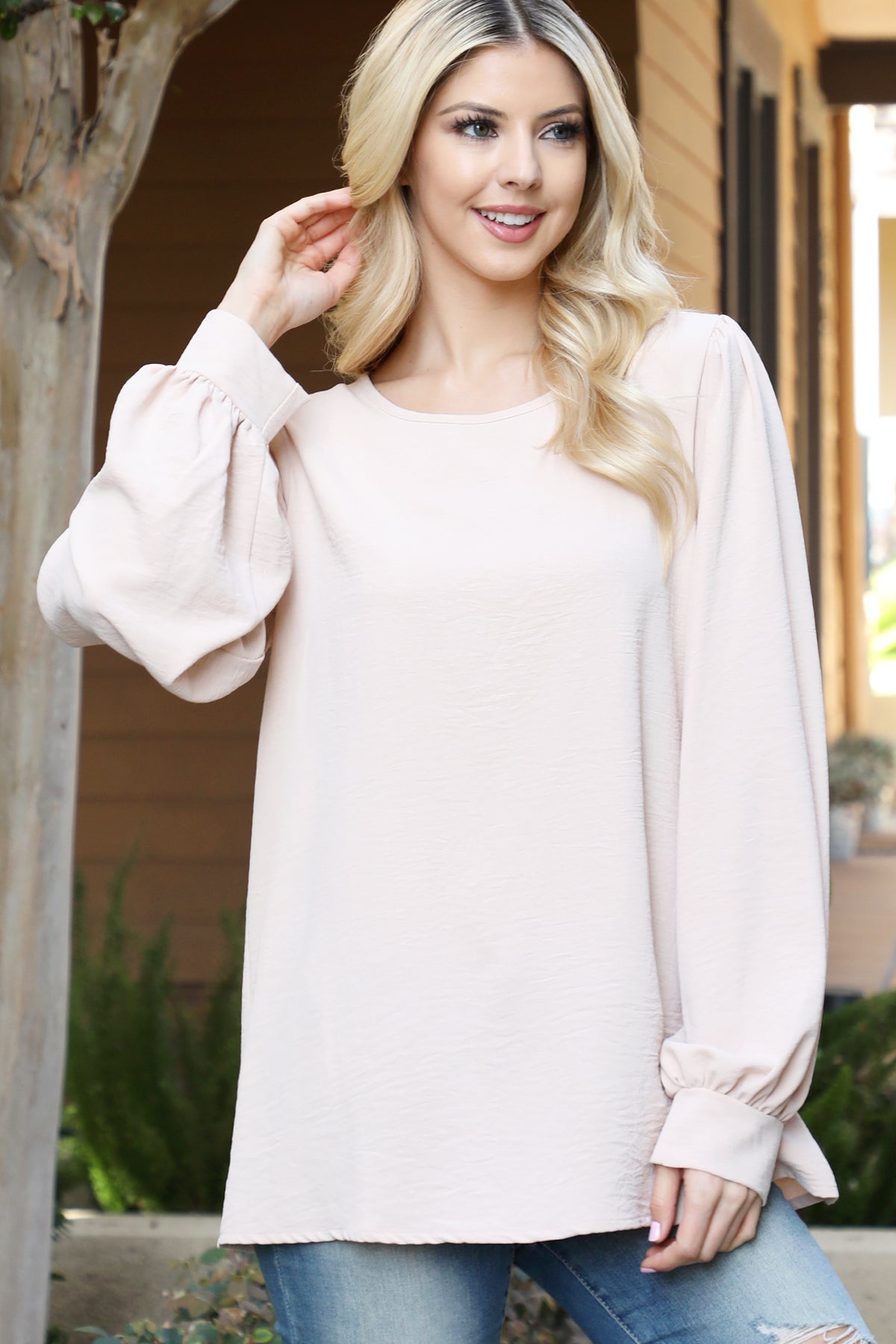Puff Long Sleeve Solid Top