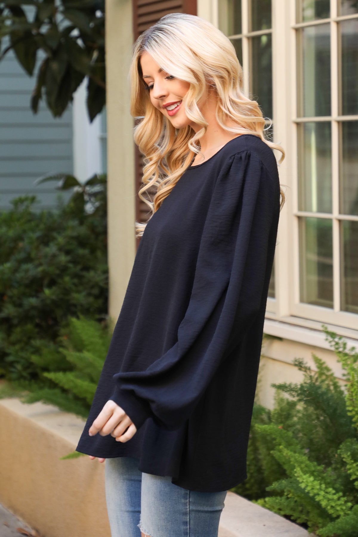 Puff Long Sleeve Solid Top