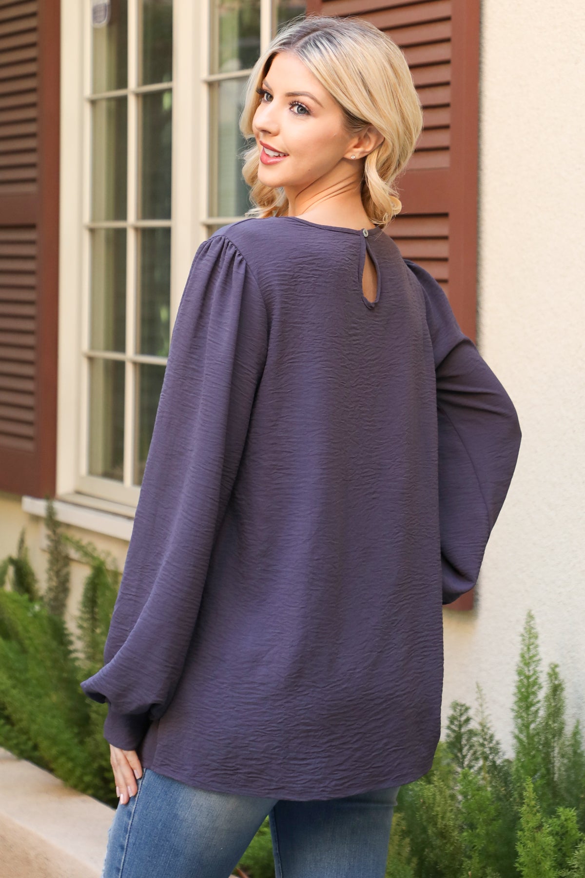 Puff Long Sleeve Solid Top
