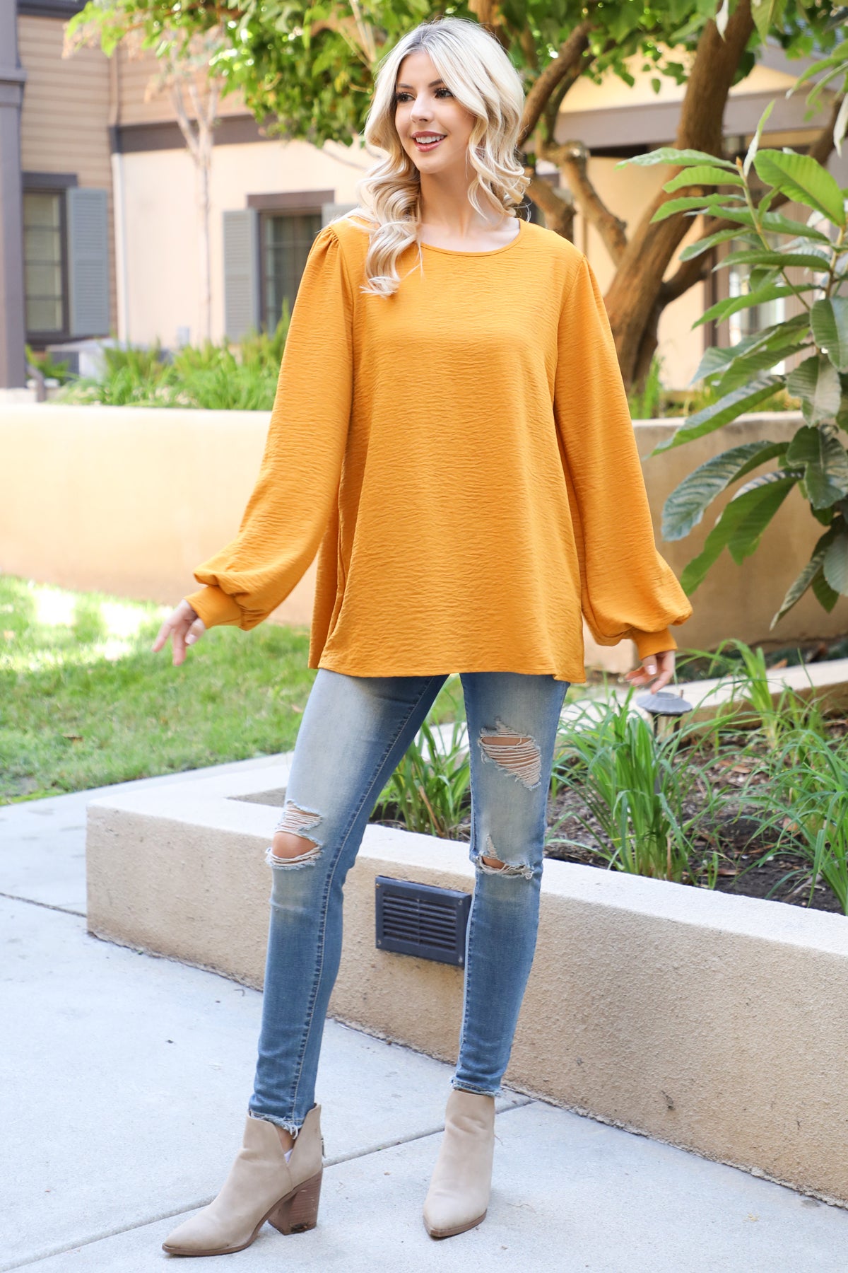Puff Long Sleeve Solid Top