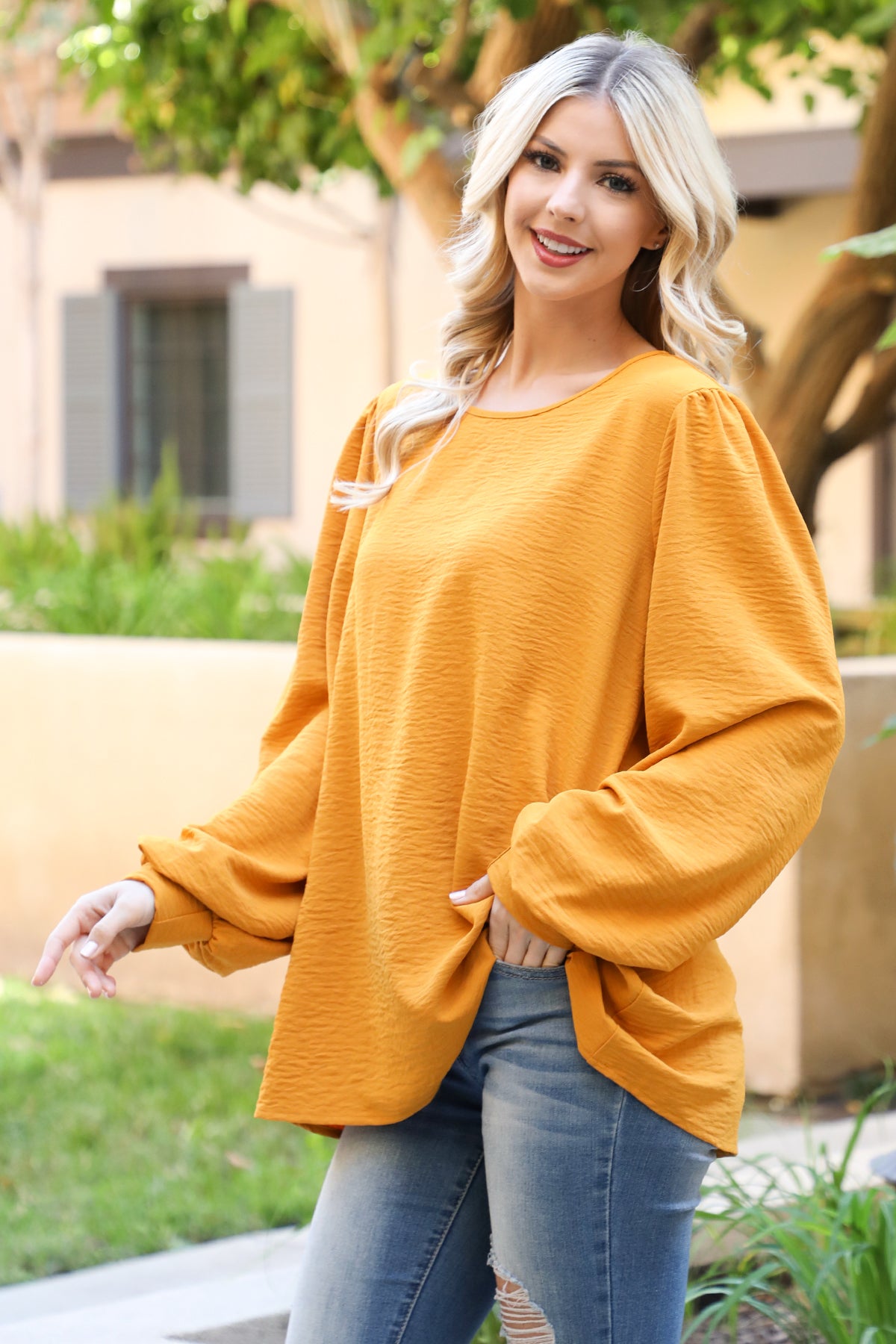 Puff Long Sleeve Solid Top