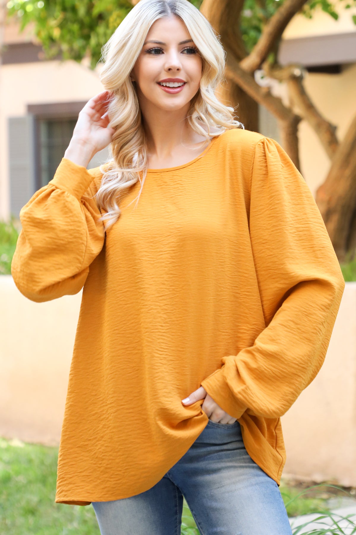 Puff Long Sleeve Solid Top