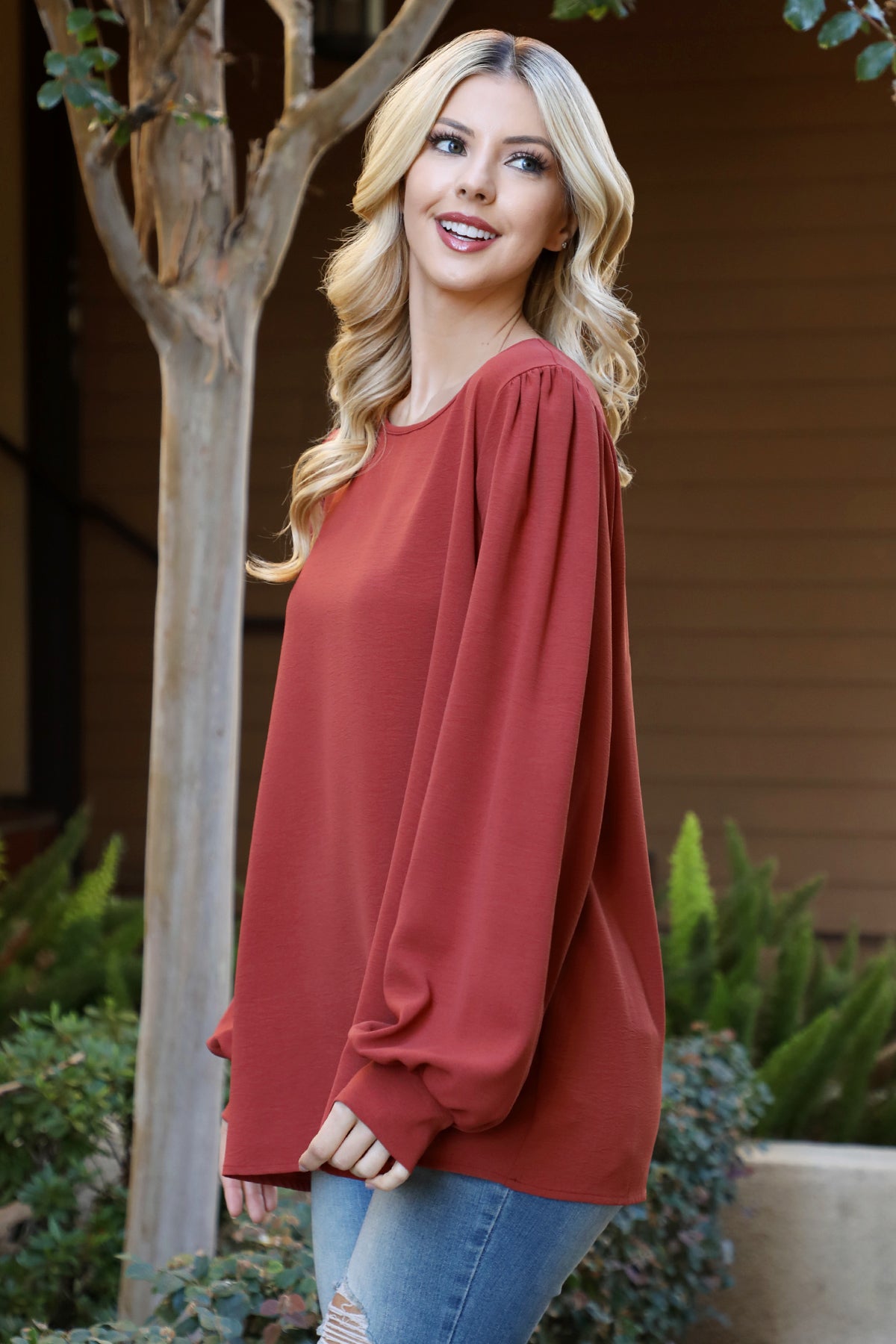 Puff Long Sleeve Solid Top