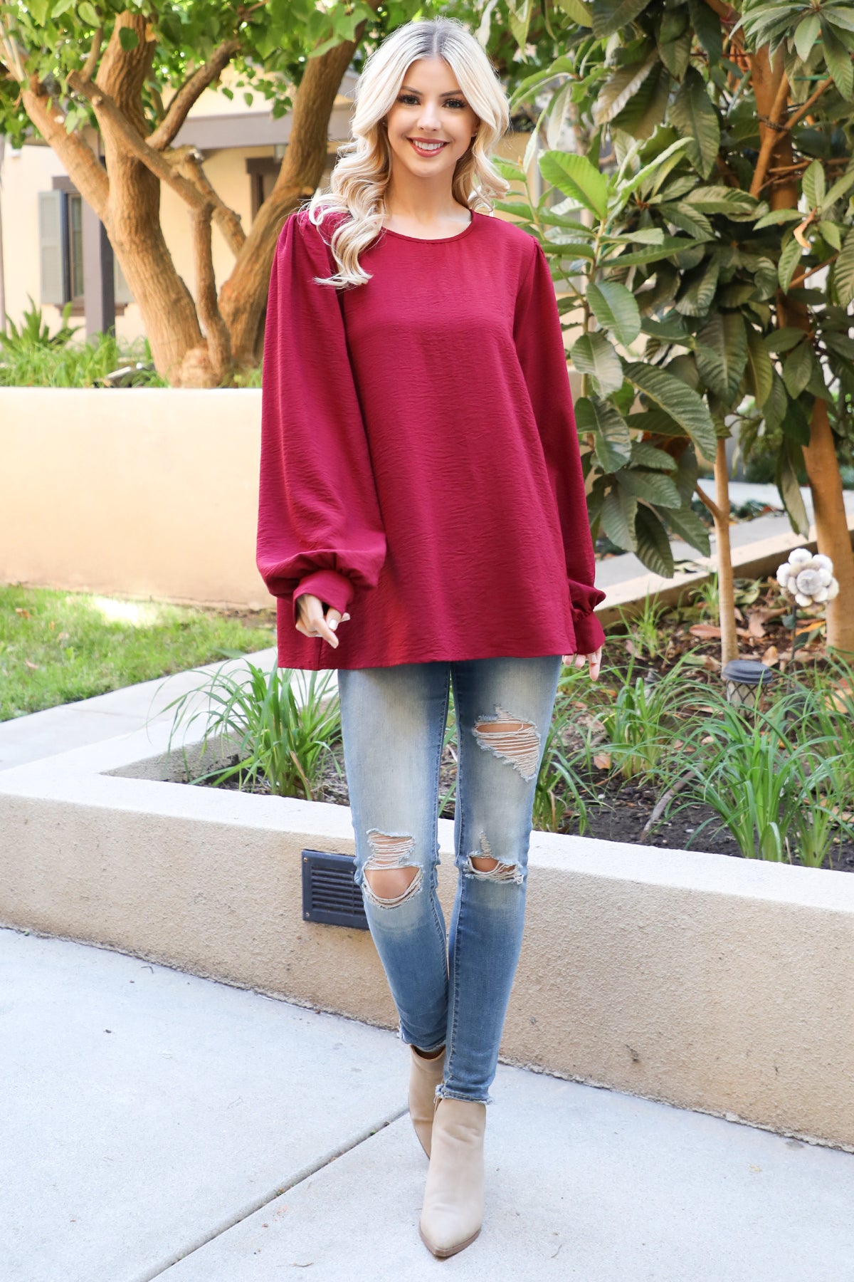 Puff Long Sleeve Solid Top