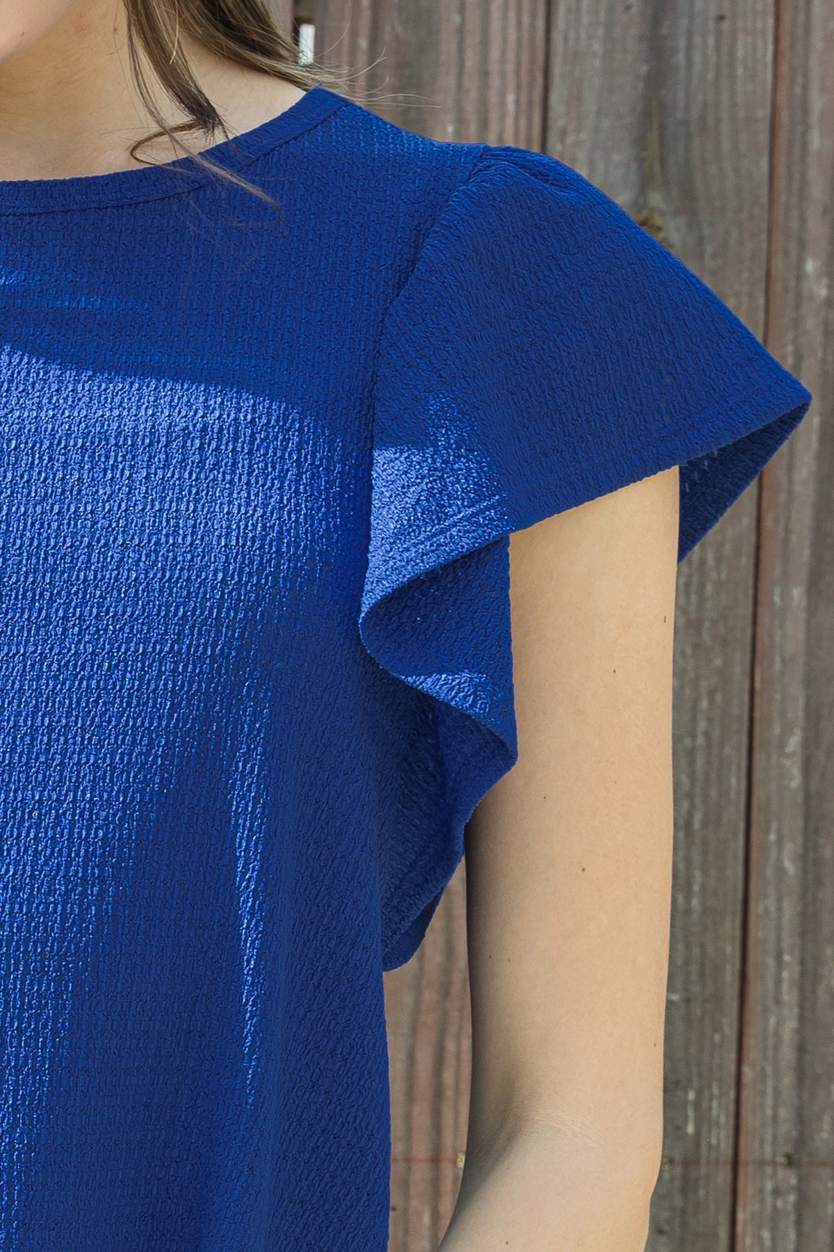 Butterfly Sleeve Textured Solid Top