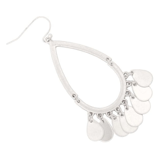 Metal Open Cut Teardrop Earrings