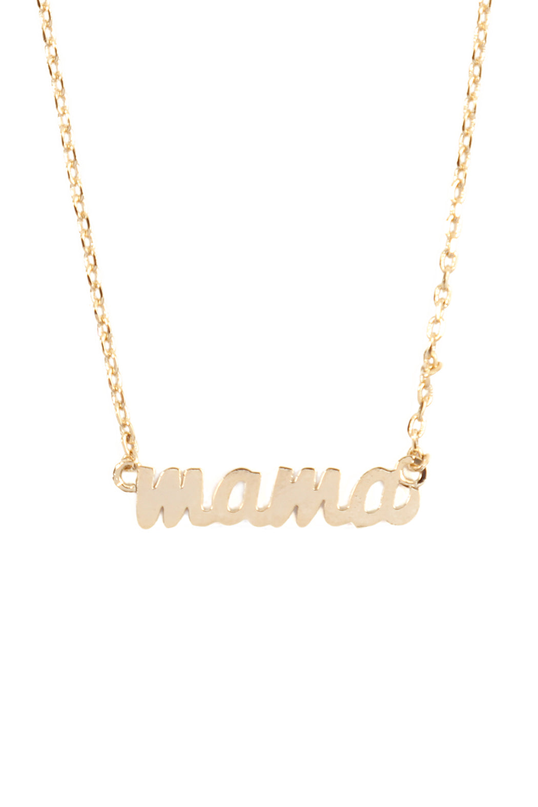 "Mama" Script Brass Chain Necklace