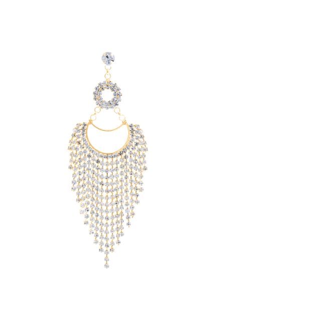 Circle Drop Fringe Cubic Zirconia Earrings