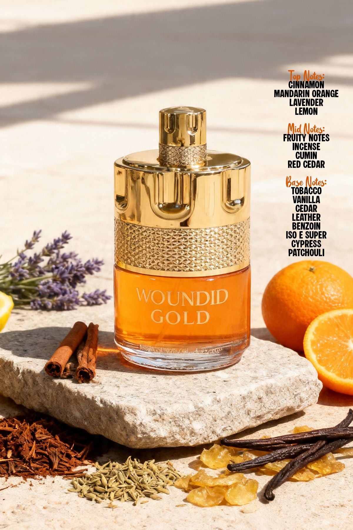 Woundid Gold Spray Cologne For Men 100ML/3.4 FL.OZ